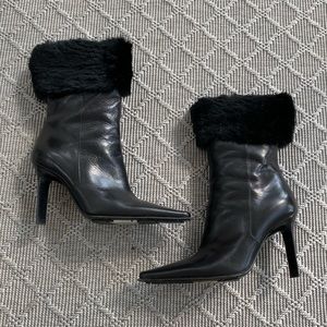 Casadei Black Heeled Fur Boots